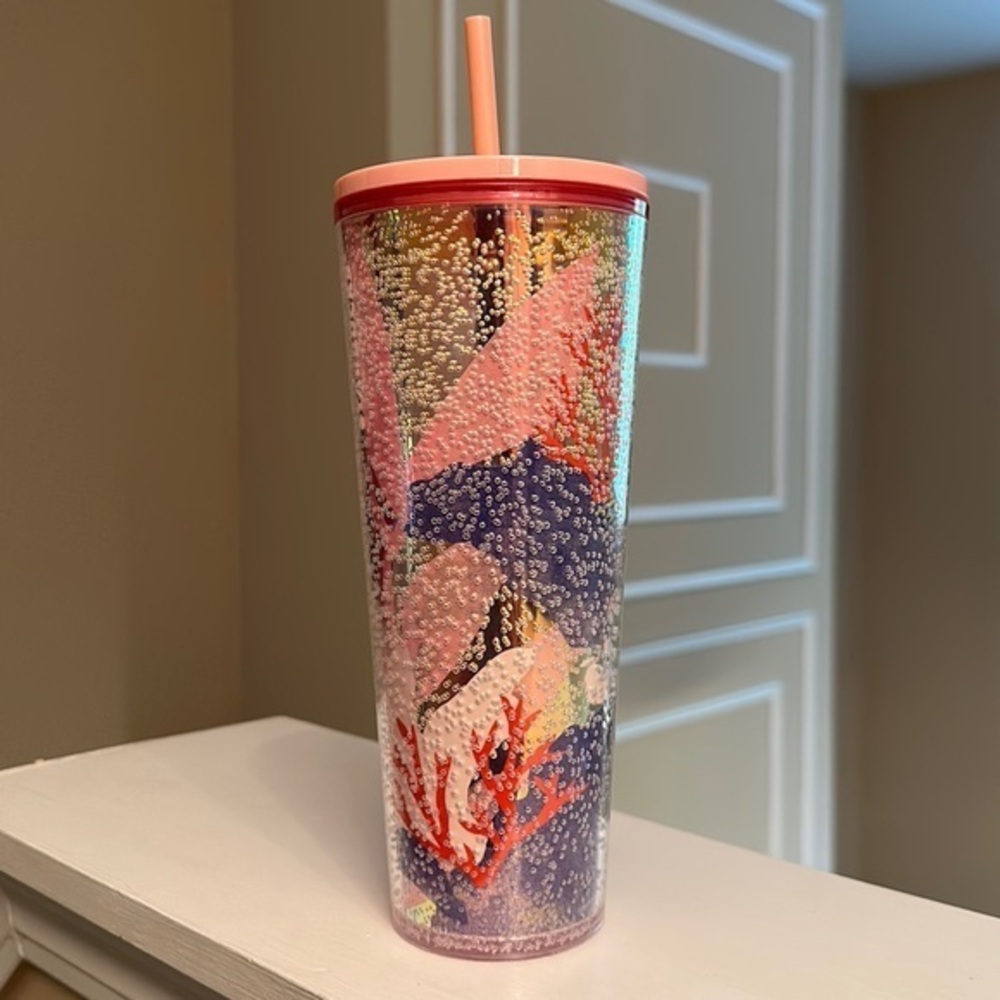 Pink Coral Ocean Bubbles Starbucks Venti Tumbler 2021 New